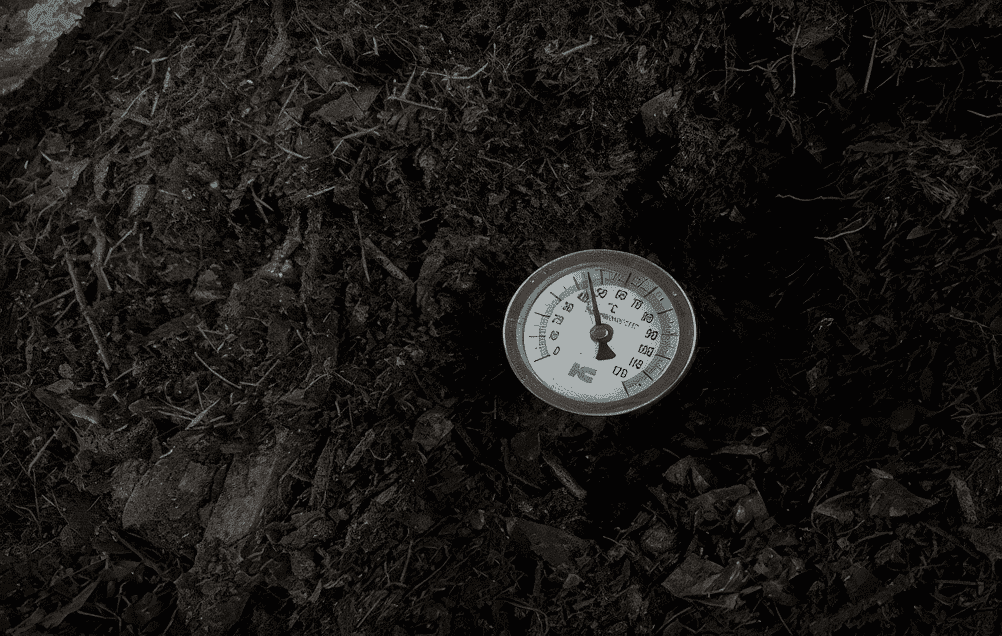 kompos berumur 1 bulan 2 minggu dengan suhu sekitar 40 - 50 °C